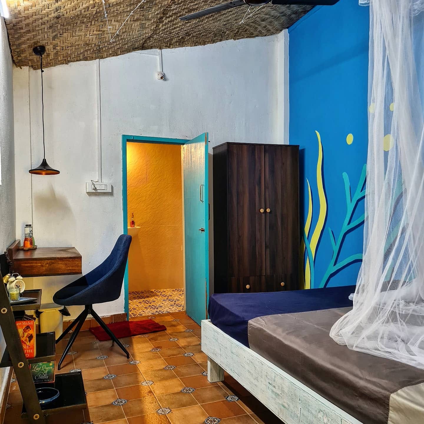 Soppo Room door view — heritage wooden door, villa interior details